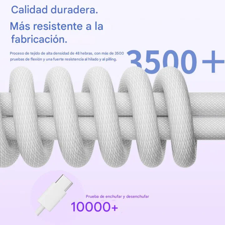 Cable USB Tipo C a Tipo C PZX V197 60W – Carga Rápida y Alta Resistencia - Imagen 2