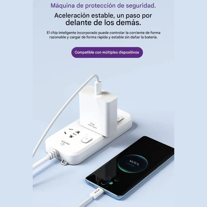 Cable USB Tipo C a Tipo C PZX V198 60W 2 Metros – Carga Rápida y Mayor Alcance - Imagen 4