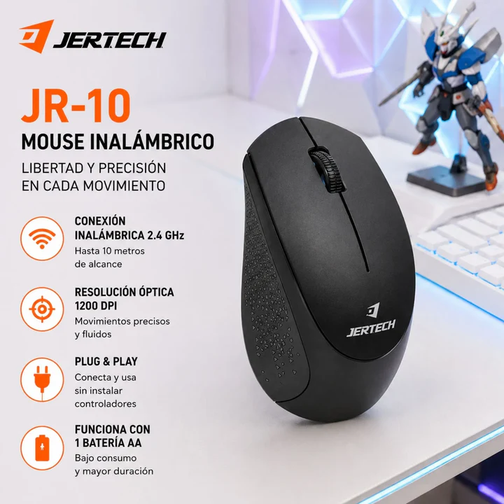 Mouse Inalámbrico Slim USB 2.4G a Batería Jertech JR10 - Imagen 2