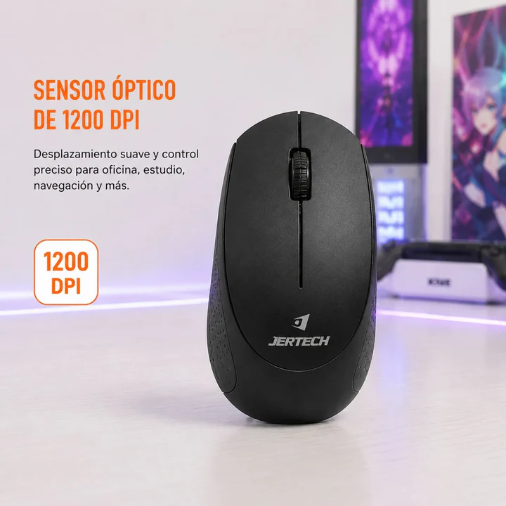 Mouse Inalámbrico Slim USB 2.4G a Batería Jertech JR10 - Imagen 3